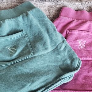 Victoria's Secret Green and Pink Cozy Shorts